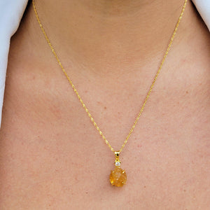 Raw Citrine Crystal Necklace - Uniquelan Jewelry