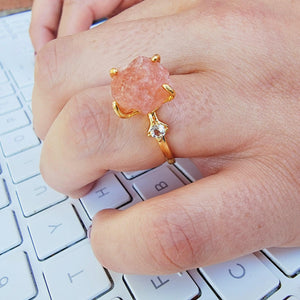 Raw Sunstone Crystal Ring - Uniquelan Jewelry