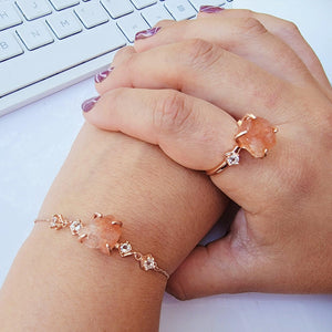 Raw Sunstone Chain Bracelet - Uniquelan Jewelry
