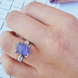 Raw Tanzanite Ring Bracelet Set - Uniquelan Jewelry