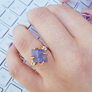 Raw Tanzanite Ring Bracelet Set - Uniquelan Jewelry