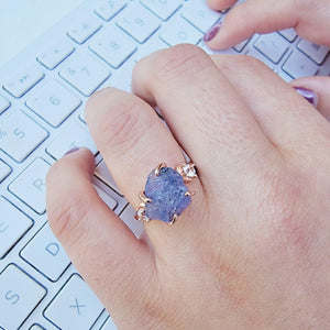 Raw Tanzanite Ring Bracelet Set - Uniquelan Jewelry