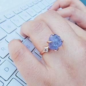 Raw Tanzanite Ring Bracelet Set - Uniquelan Jewelry