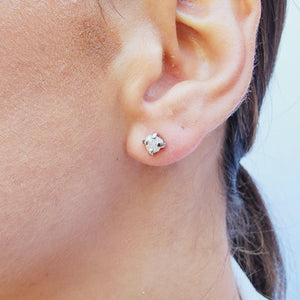 Natural Raw 4mm Diamond Stud Earrings - Uniquelan Jewelry