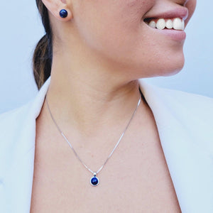Real Lapis Lazuli Bezel Stud Earrings - Uniquelan Jewelry