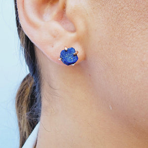 Genuine Raw lapis Lazuli Stud Earrings - Uniquelan Jewelry