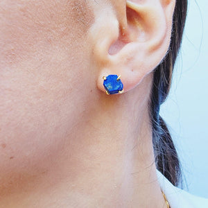 Genuine Raw lapis Lazuli Stud Earrings - Uniquelan Jewelry