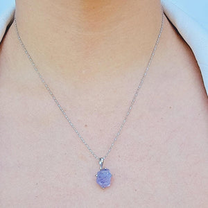 Raw Tanzanite Necklace Stud Earrings Set - Uniquelan Jewelry