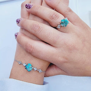 Raw Chrysocolla Crystal Ring Set - Uniquelan Jewelry