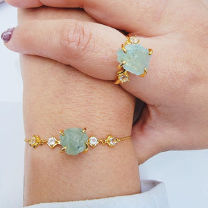 Raw Aquamarine Crystal Ring - Uniquelan Jewelry
