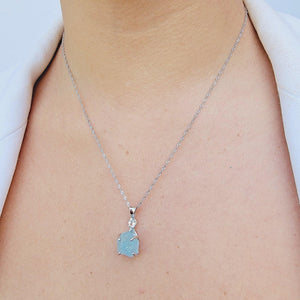 Raw Aquamarine Crystal Necklace Set - Uniquelan Jewelry