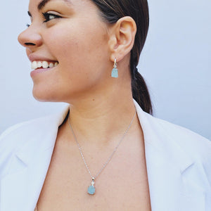 Raw Aquamarine Drop Earrings - Uniquelan Jewelry