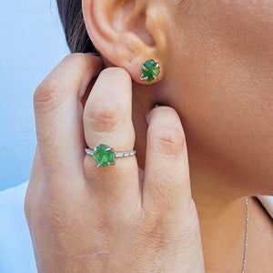 Raw Tsavorite Garnet Stud Earrings - Uniquelan Jewelry
