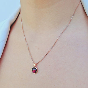 Real Garnet Bezel Necklace - Uniquelan Jewelry