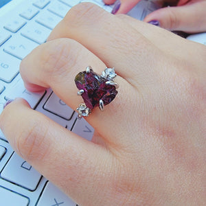 Raw Garnet Ring Bracelet Set - Uniquelan Jewelry