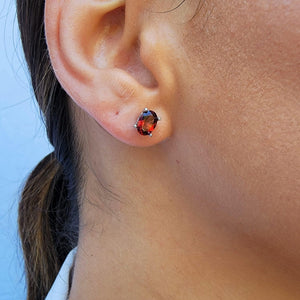 Authentic Oval Garnet Heart Earrings - Uniquelan Jewelry