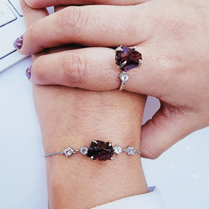 Raw Garnet Chain Bracelet - Uniquelan Jewelry
