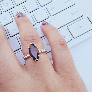 Genuine Garnet Marquise Ring - Uniquelan Jewelry
