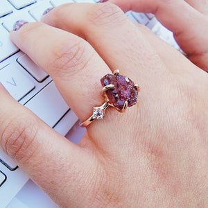 Raw Garnet Ring Bracelet Set - Uniquelan Jewelry