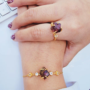 Raw Garnet Chain Bracelet - Uniquelan Jewelry