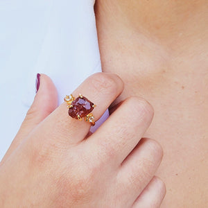 Raw Hessonite Garnet Ring - Uniquelan Jewelry