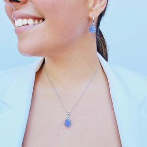 Raw Tanzanite Necklace Drop Earring Set - Uniquelan Jewelry