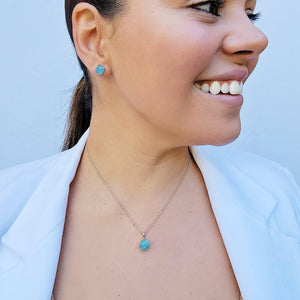 Genuine Raw Apatite Stud Earrings - Uniquelan Jewelry
