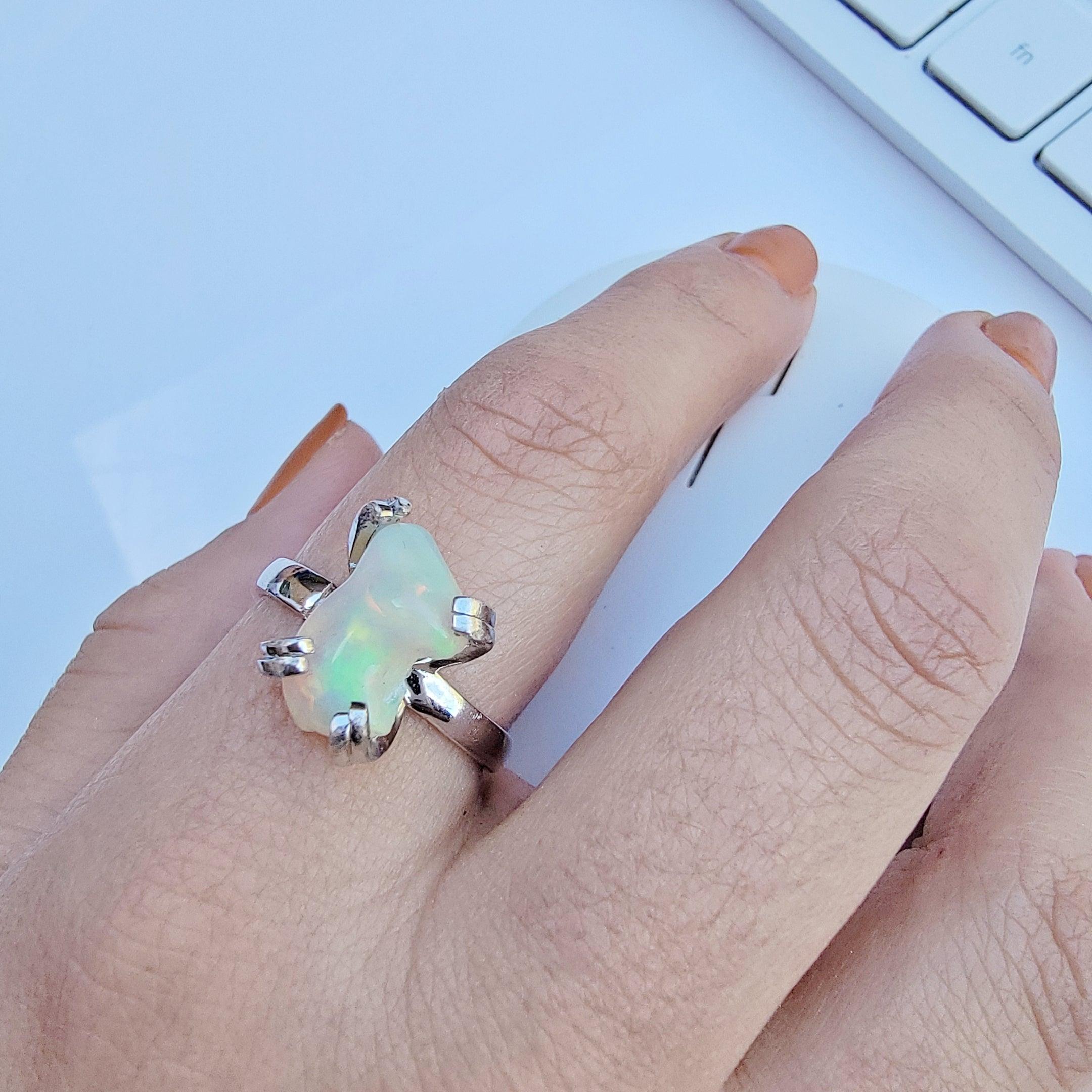 Raw Fire Opal Adjustable Ring Uniquelan Jewelry1