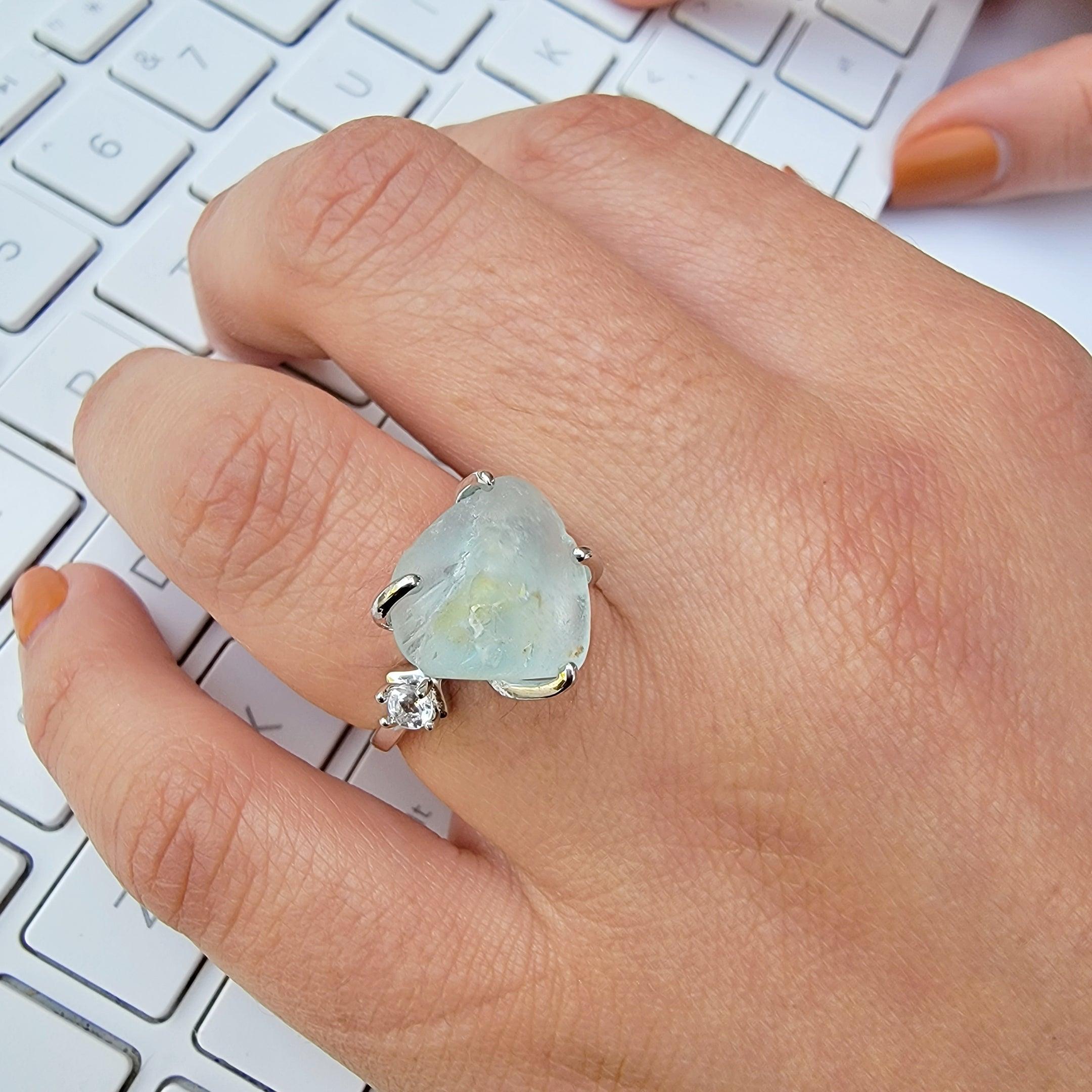 Raw Blue Topaz Ring Uniquelan Jewelry - Main Image