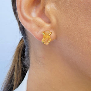 Raw Imperial Topaz Stud Earrrings - Uniquelan Jewelry