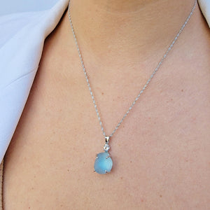 Raw Swiss Blue Topaz Necklace - Uniquelan Jewelry