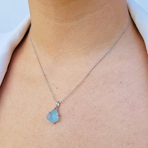 Raw Swiss Blue Topaz Pendant - Uniquelan Jewelry