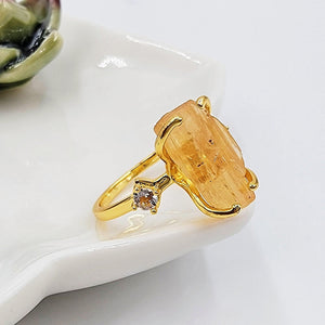 Raw Imperial Topaz Statement Ring - Uniquelan Jewelry