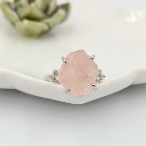 Raw Morganite Statement Ring - Uniquelan Jewelry