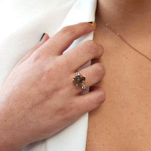 Raw Smoky Quartz Crystal Ring - Uniquelan Jewelry