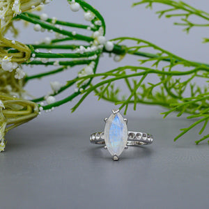 Genuine Moonstone Marquise Ring - Uniquelan Jewelry