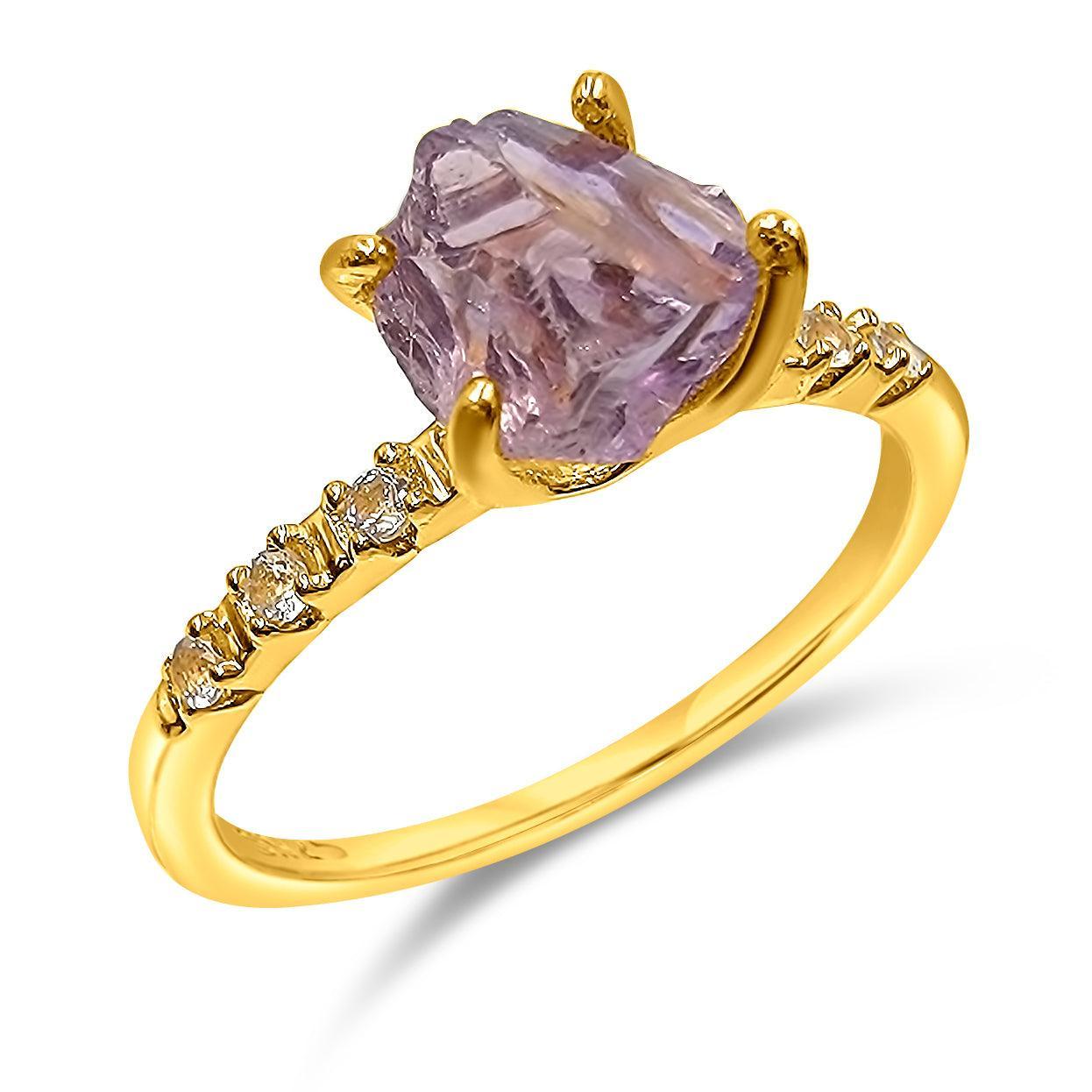 Ametrine Crystal Tiny Ring - Uniquelan Jewelry
