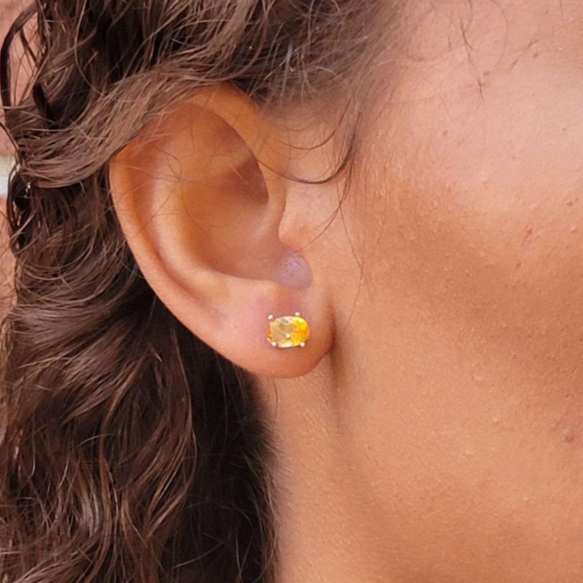 Authentic Oval Citrine Heart Earrings - Uniquelan Jewelry