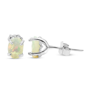 Oval White Opal Heart Earrings - Uniquelan Jewelry