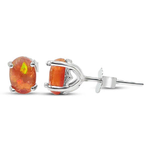 Oval Orange Opal Heart Earrings - Uniquelan Jewelry