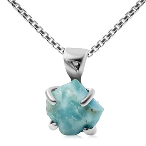 Authentic Raw Larimar Necklace - Uniquelan Jewelry