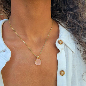Authentic Raw Rose Quartz Necklace - Uniquelan Jewelry