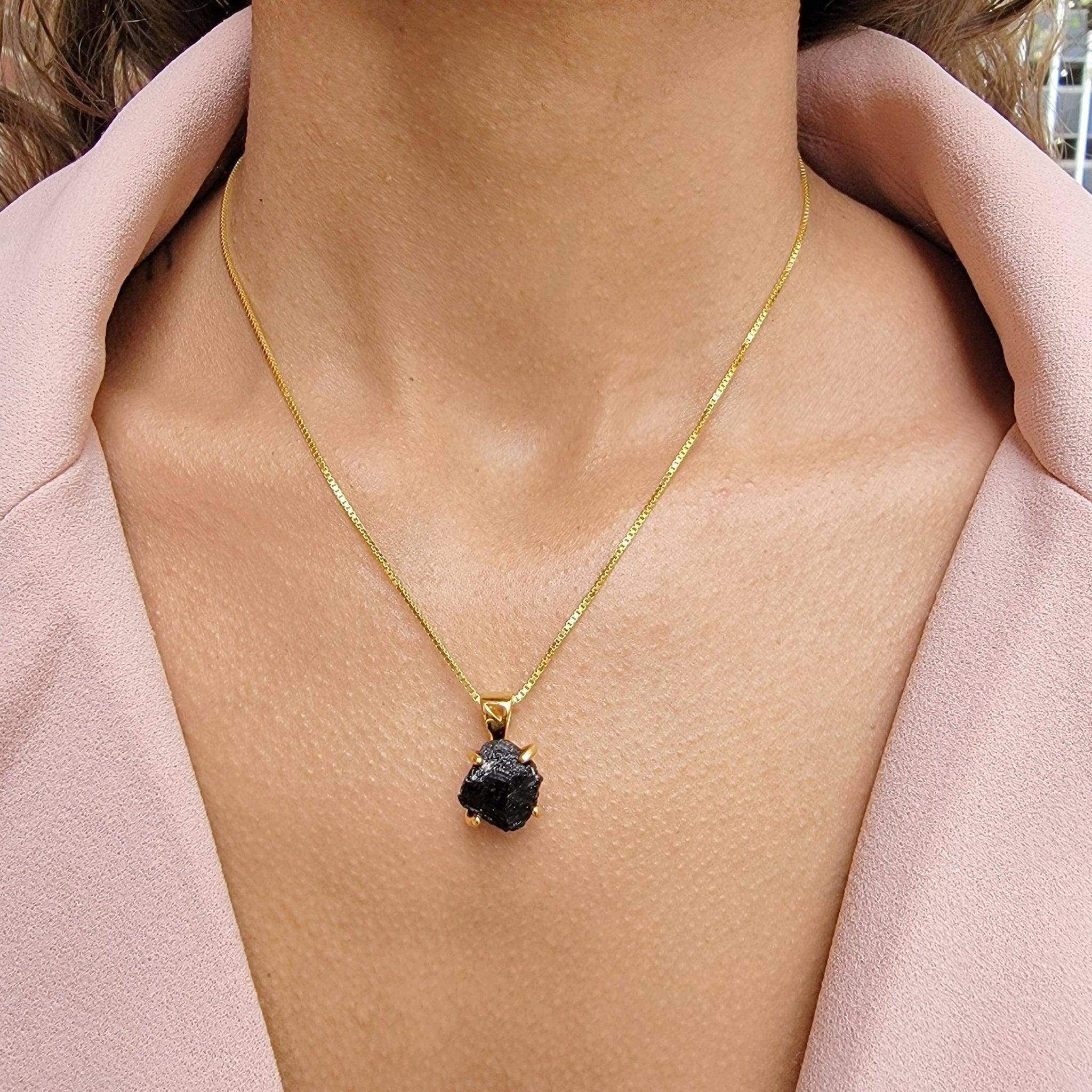 Raw Black Tourmaline Pendant Uniquelan Jewelry - Main Image