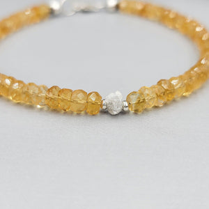 Citrine and Raw Diamond Bracelet - Uniquelan Jewelry