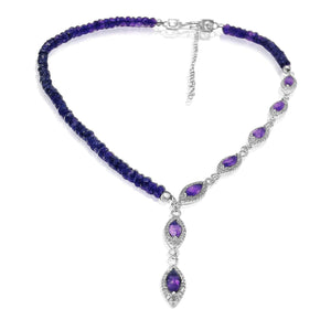 Genuine Amethyst Lariat Necklace - Uniquelan Jewelry