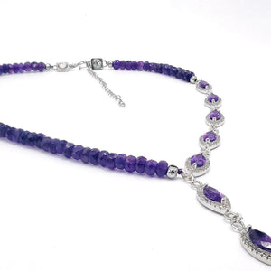 Genuine Amethyst Lariat Necklace - Uniquelan Jewelry