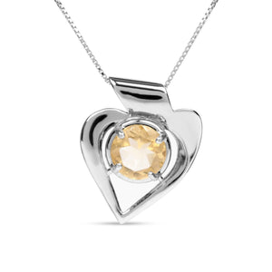 Genuine Citrine Heart Necklace - Uniquelan Jewelry