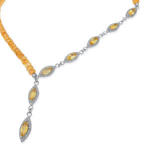 Genuine Citrine Lariat Necklace - Uniquelan Jewelry