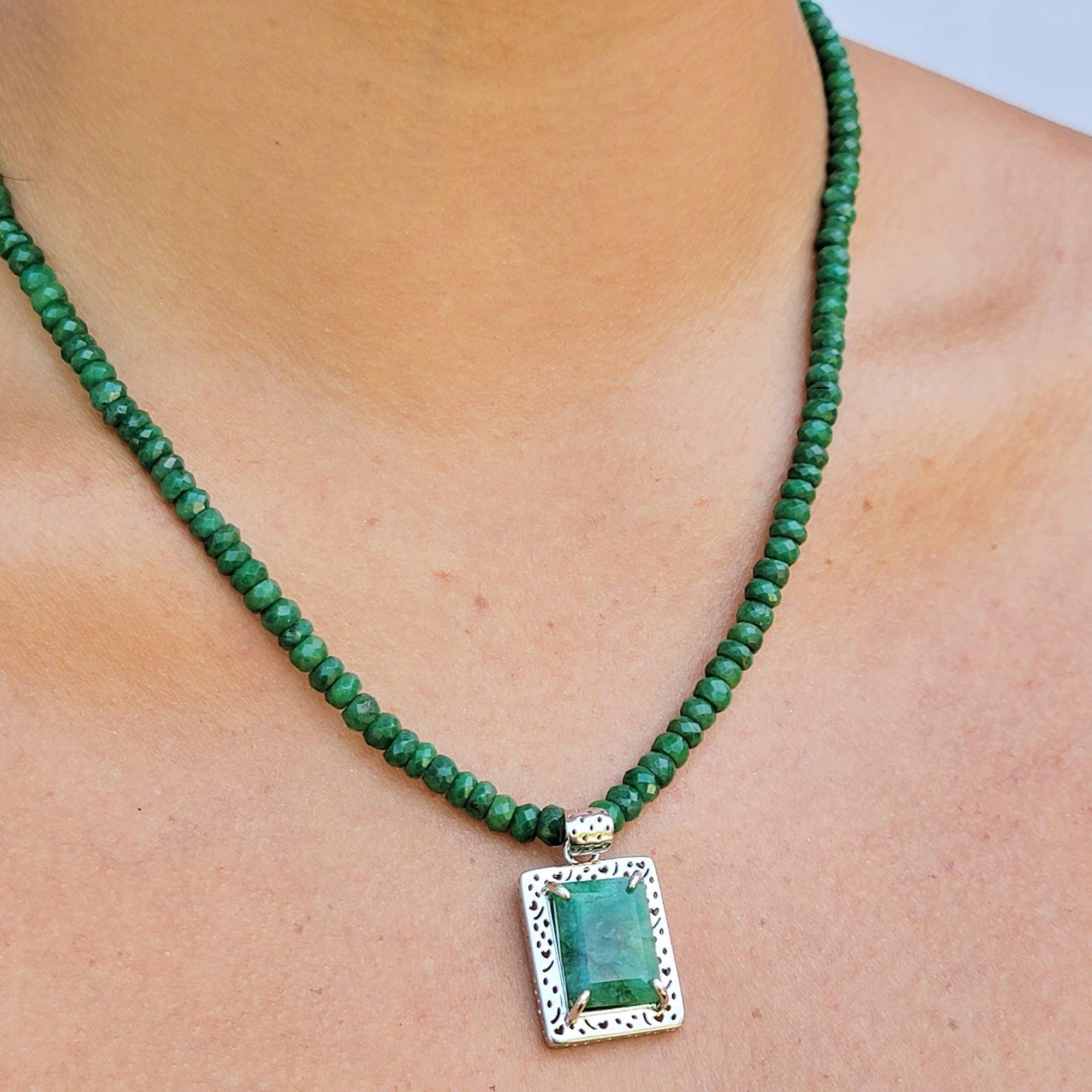 Genuine Emerald Pendant Necklace - Uniquelan Jewelry