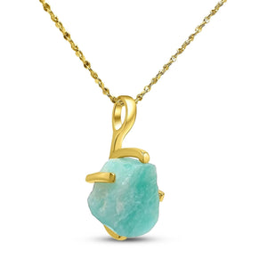 Genuine Raw Amazonite Necklace - Uniquelan Jewelry